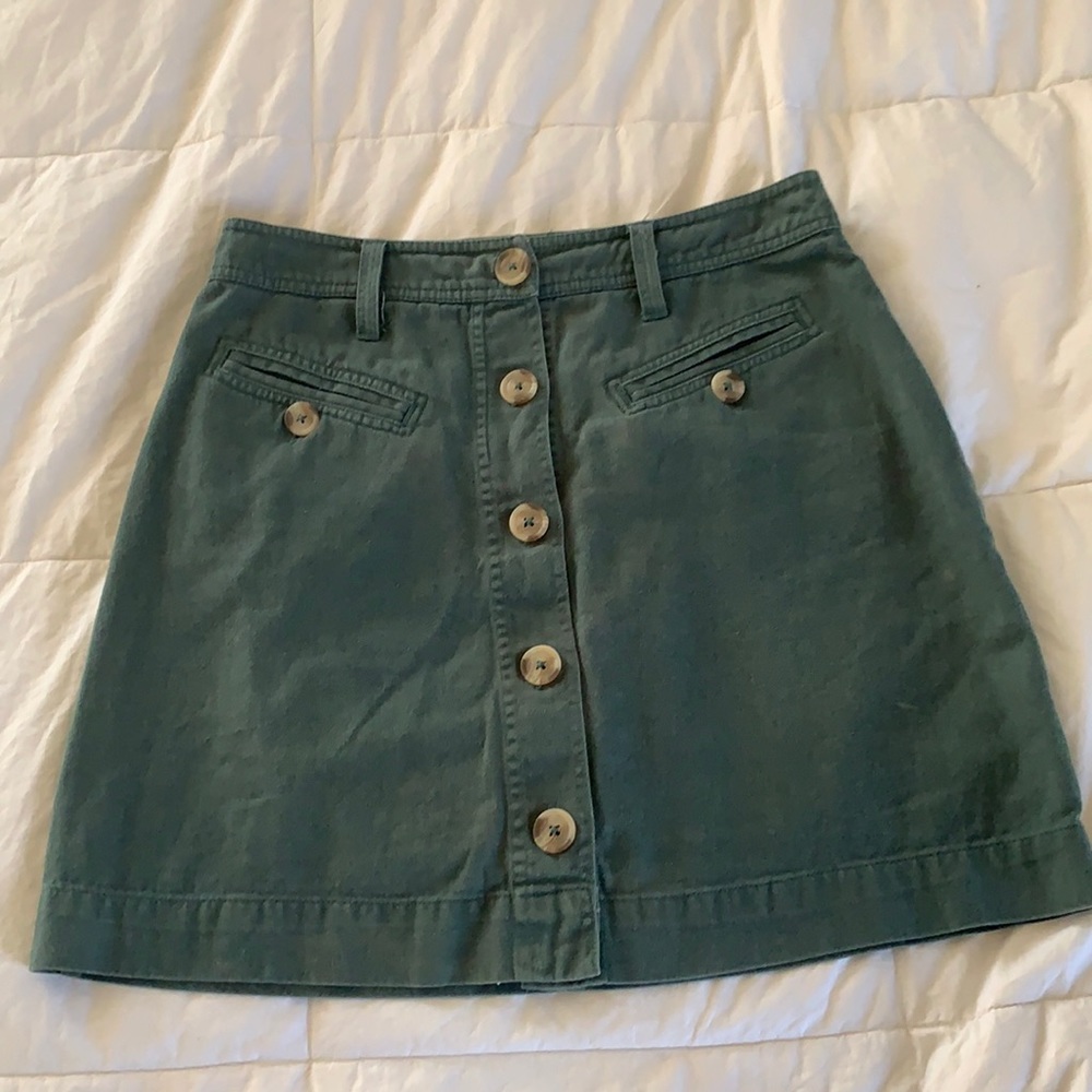 BDG button up green skirt